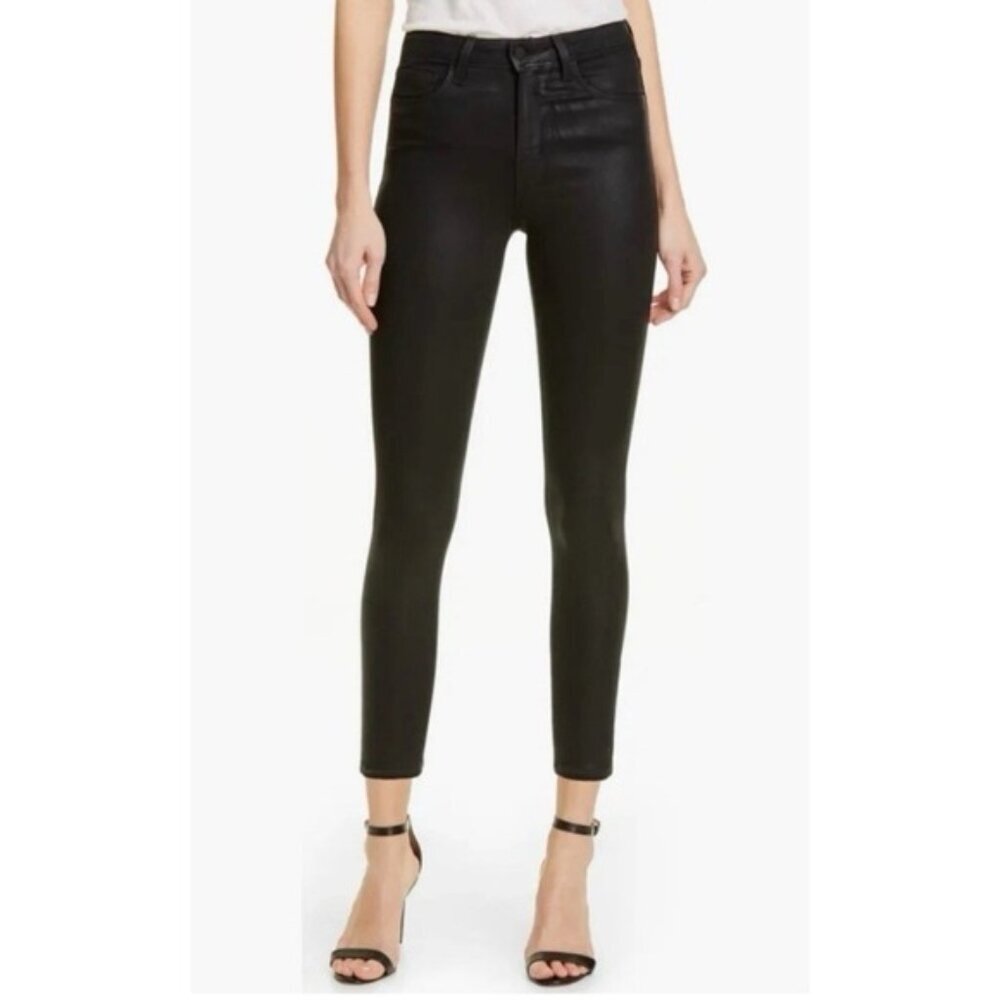 L'AGENCE Women's‎ Jeans Size 28 High Rise Margot Coated Skinny Black Made in USA